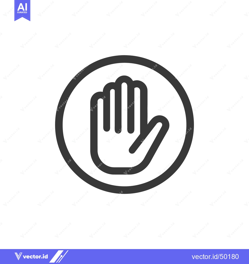 Premium Vector dari Bold Stop Hand Icon: Simple, Circular Design on White Background