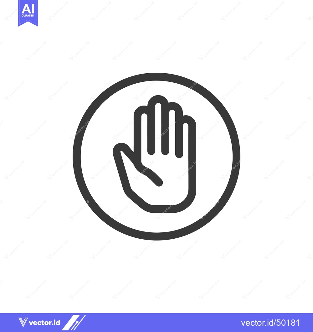 Premium Vector dari Bold Stop Hand Icon: Simple, Circular, Black and White Design
