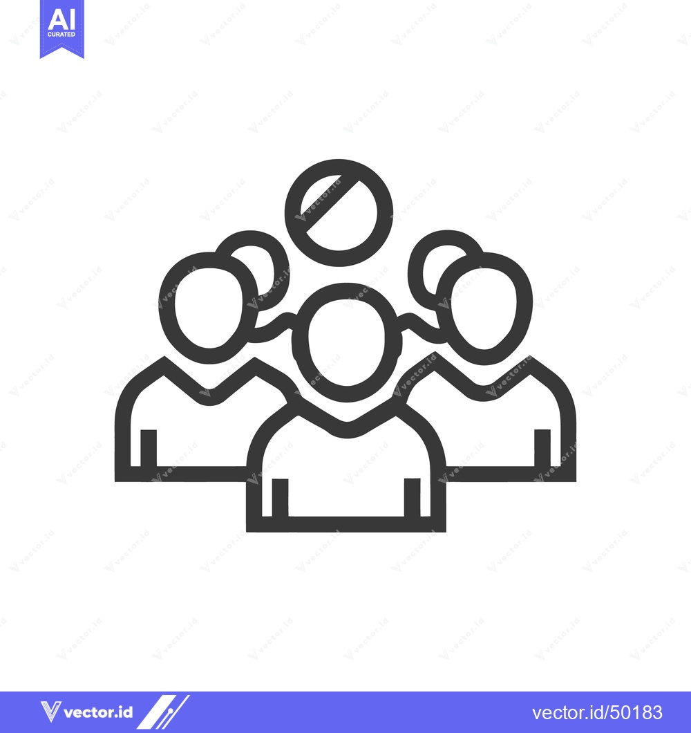 Premium Vector of No Gathering Icon: Social Distancing Concept with Group of People and