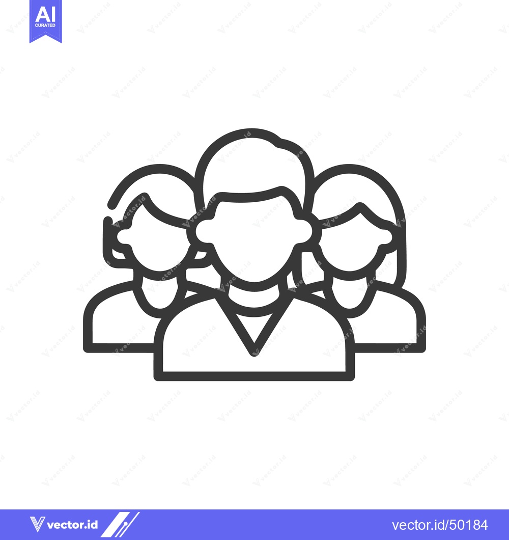Premium Vector dari Teamwork Icon: Three People Outline, Collaboration Symbol, Group Dynam