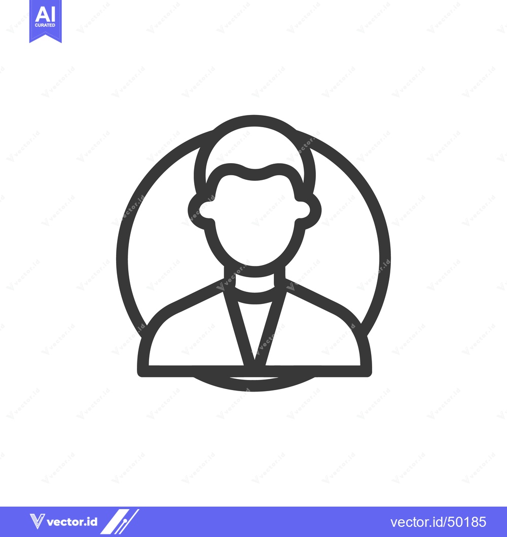 Premium Vector dari Minimalist Icon of a Person in Suit with Circular Frame, Outline Style