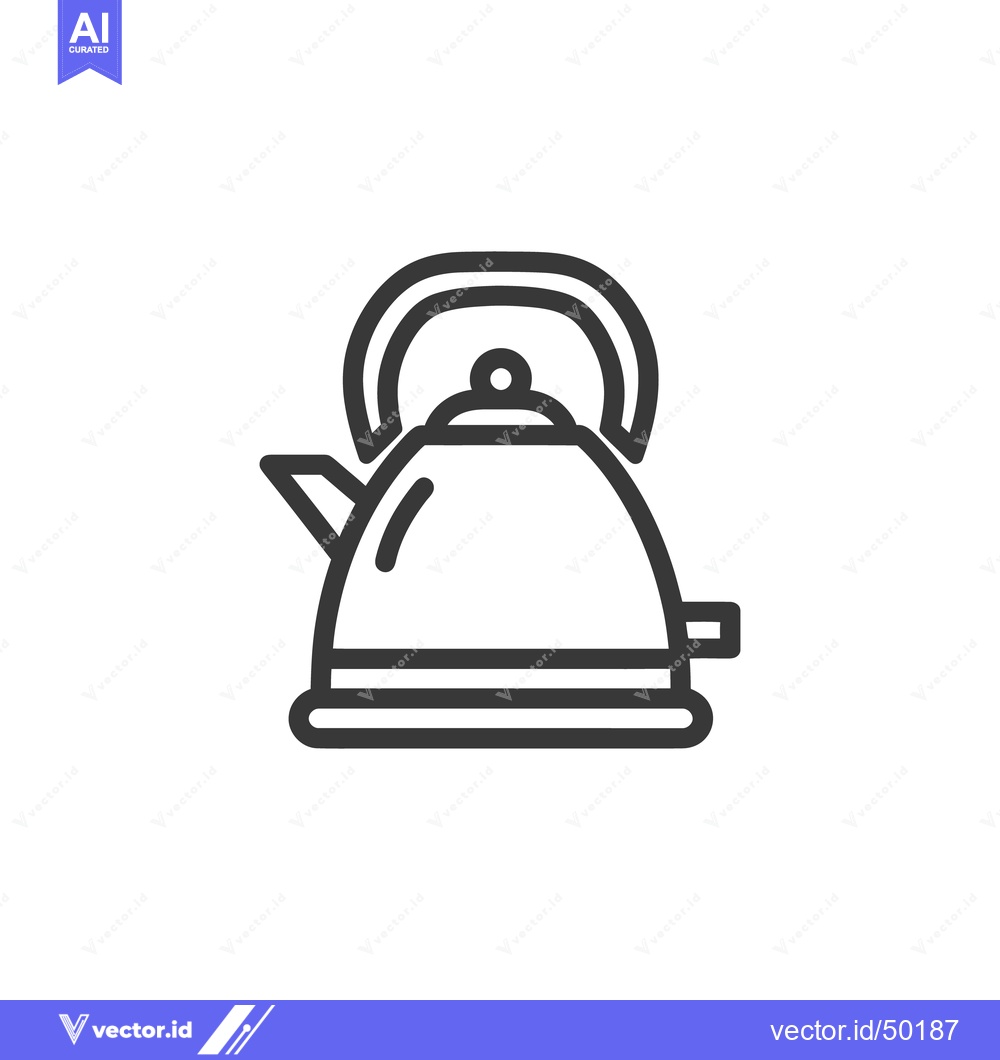 Premium Vector dari Minimalist Kettle Icon: Clean Line Art for Tea Time