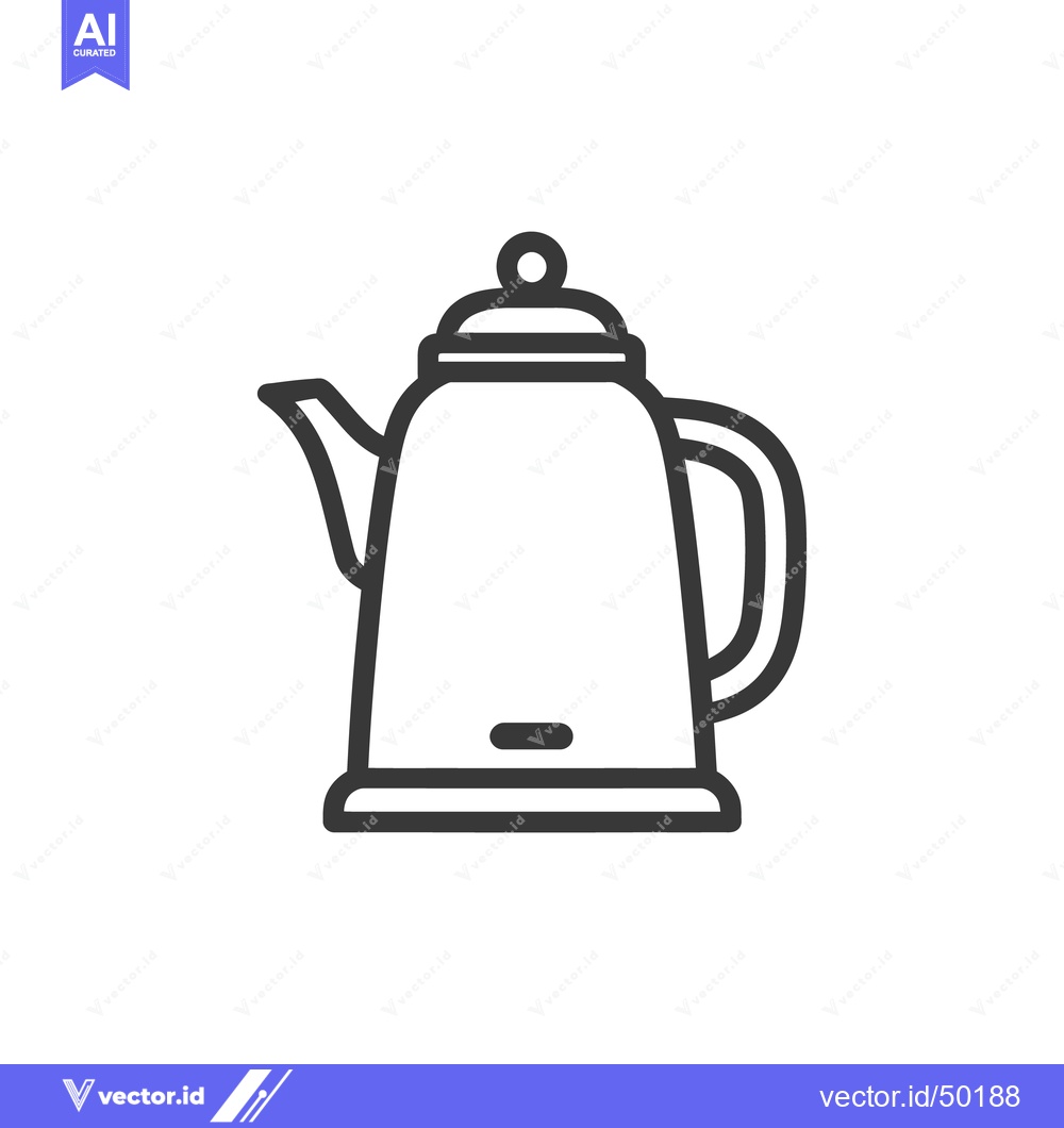 Premium Vector dari Minimalist Kettle Icon: Clean Line Art on White Background