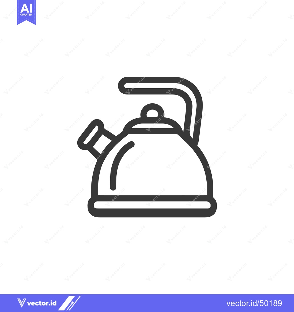 Premium Vector dari Minimalist Kettle Icon: Bold Outline on White Background