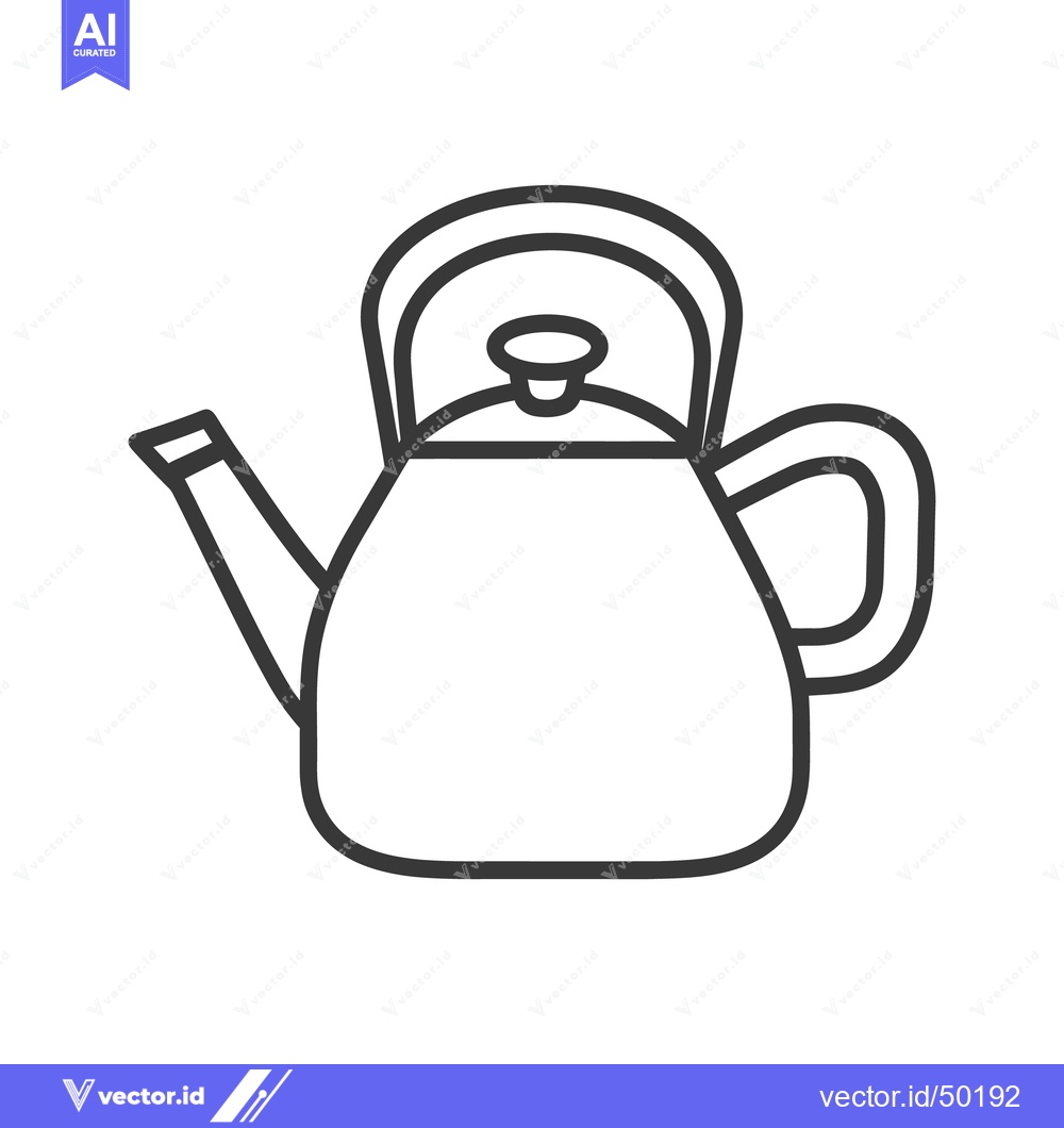Premium Vector dari A black and white illustration of a classic tea kettle