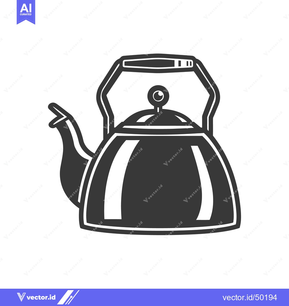 Premium Vector dari A monochrome illustration of a classic stovetop tea kettle