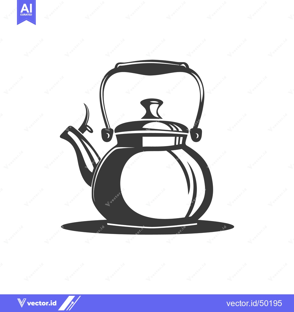 Premium Vector dari A simple illustration of a metal tea kettle on a surface