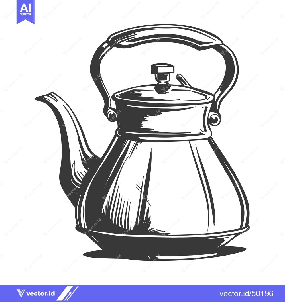 Premium Vector of A vintage illustration of a metal kettle used for boiling water