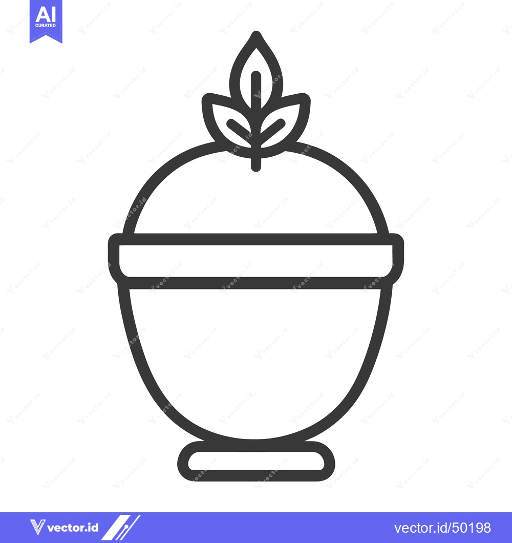 Premium Vector of A decorative bowl topped with a small green leaf design