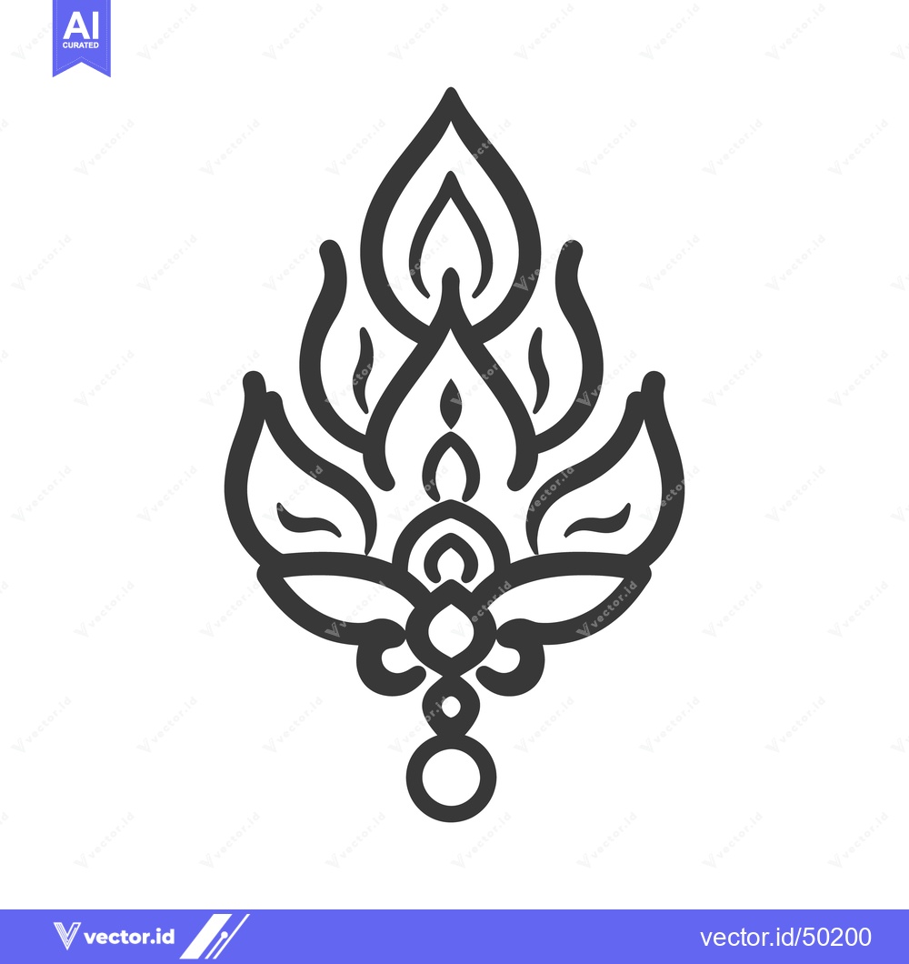 Premium Vector of An abstract symmetrical floral design composed of black curved lines