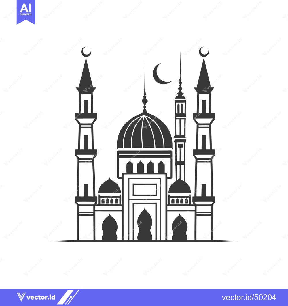 Premium Vector of A detailed monochrome graphic depicting a religious building with towe