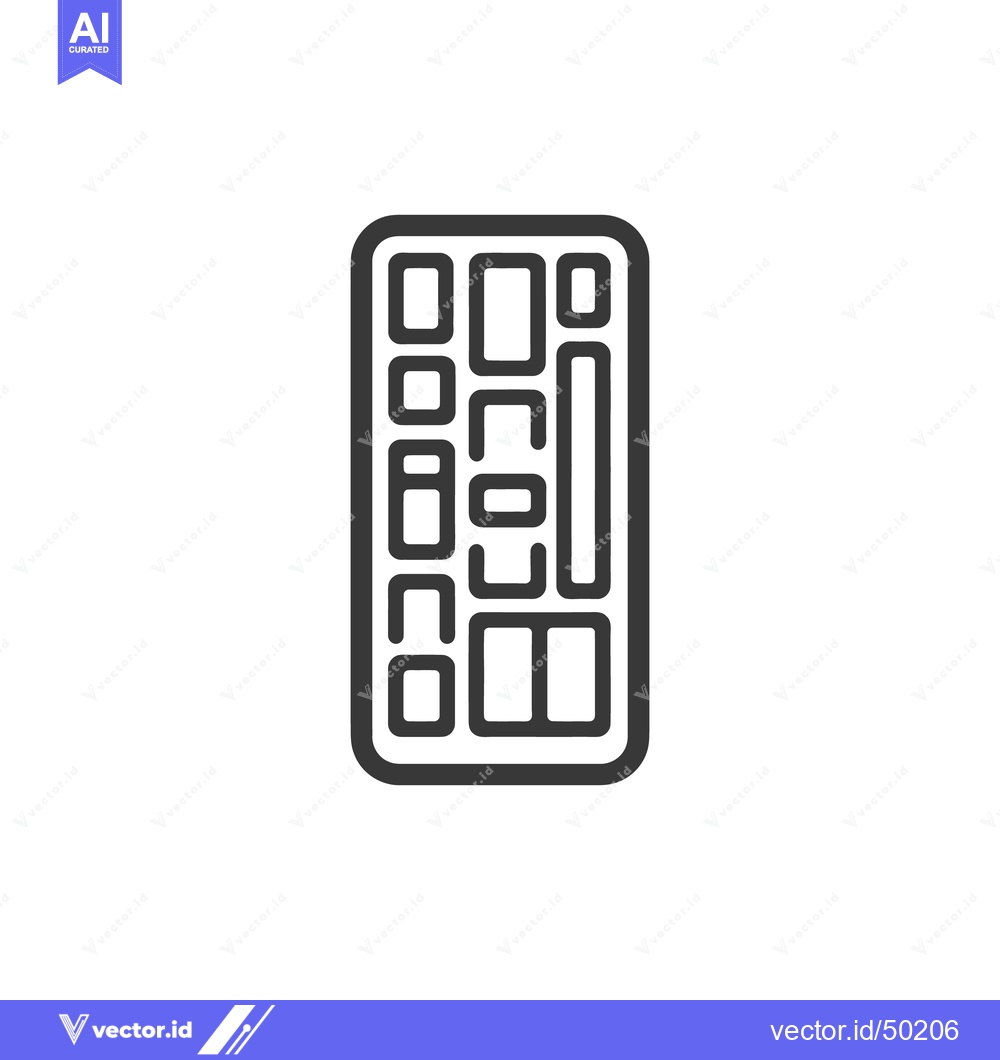 Premium Vector of Minimalist Keyboard Icon: Rectangular Keys and Rounded Edges, Simple D