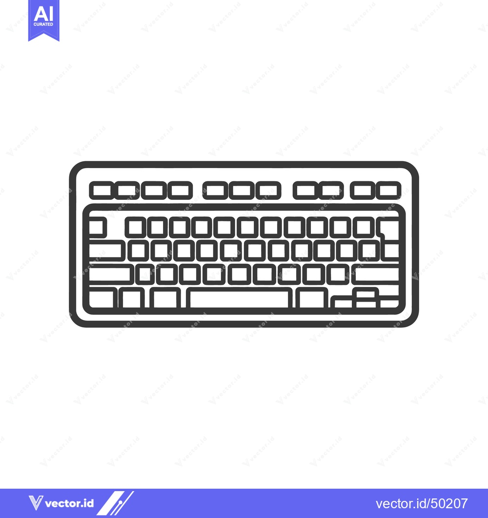 Premium Vector dari Minimalist Keyboard Outline: Clean Vector Illustration on White Backgr