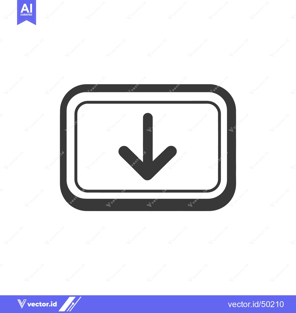Premium Vector of Download Icon: Bold Arrow in Rounded Rectangle, Minimalist Design