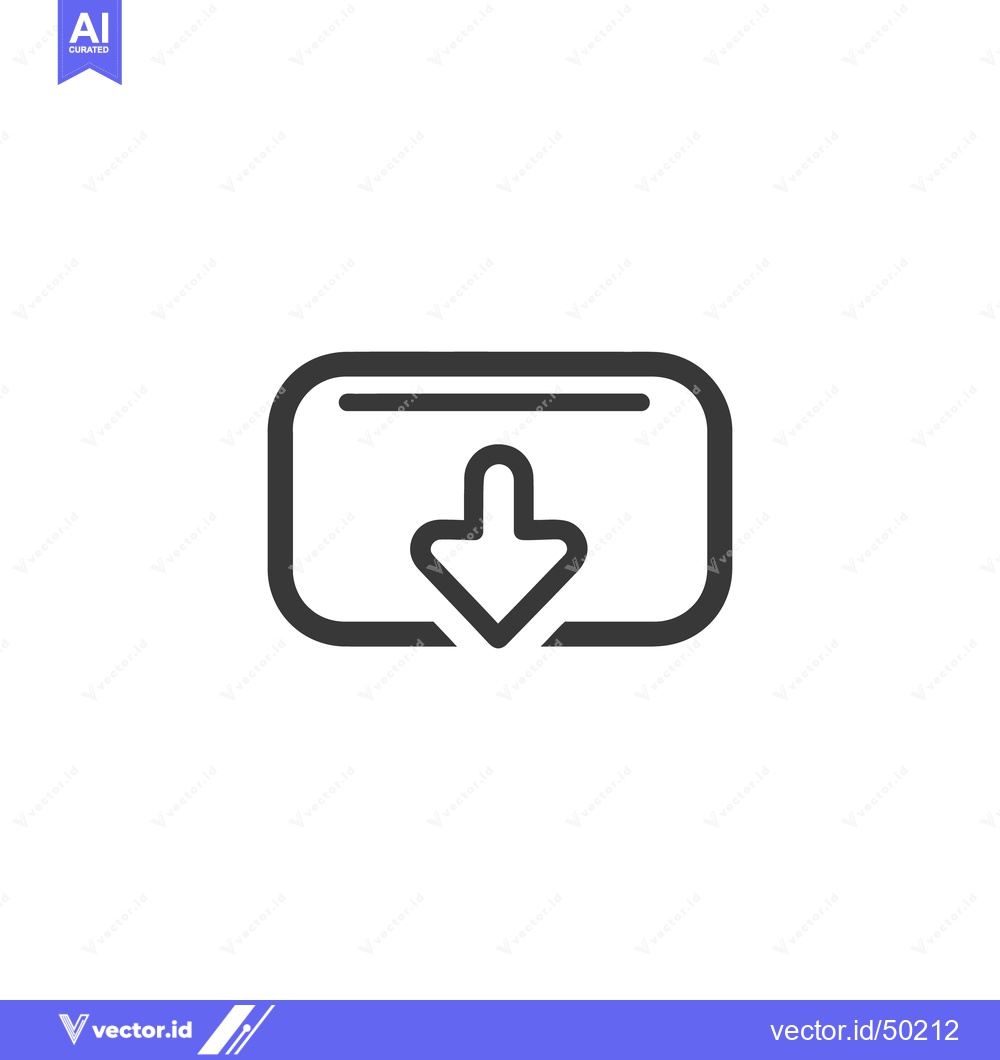 Premium Vector of Download Icon: Simple Graphic Symbol with Arrow and Box Outline