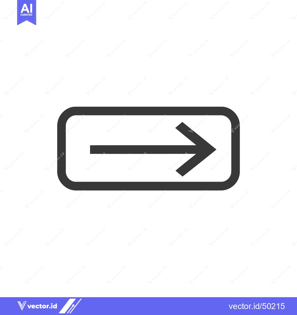 Premium Vector dari Simple Right Arrow Icon in Rounded Rectangle Frame on White Background