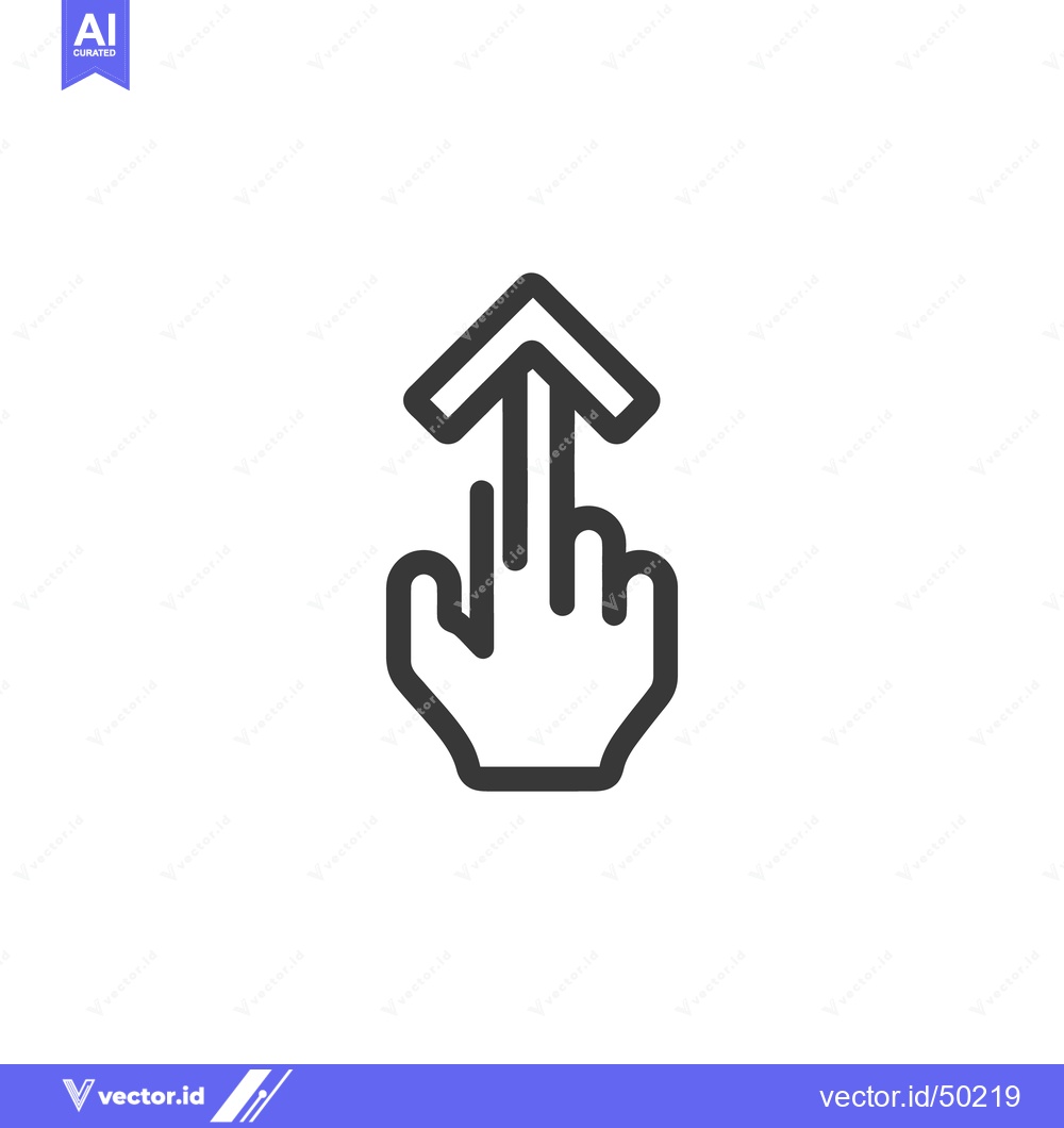 Premium Vector dari Two-Finger Swipe Up Gesture Icon, Minimalist Line Art Style