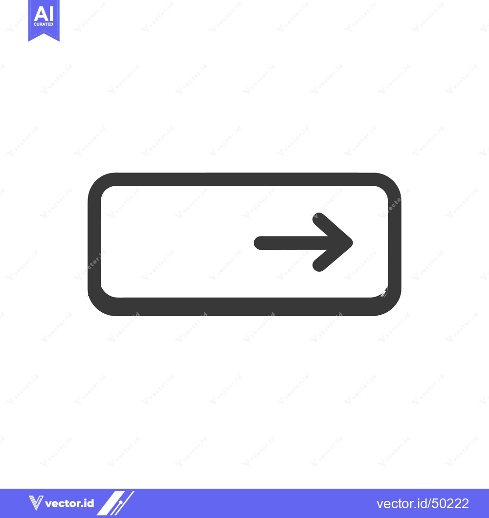 Premium Vector of Simple Right Arrow in Rounded Rectangle, Dark Gray on White