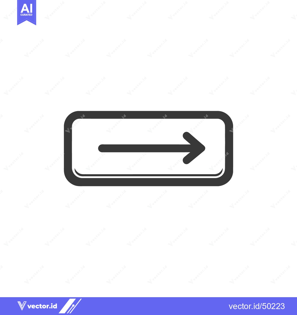 Premium Vector dari Sleek Right Arrow Icon in Rounded Rectangle Frame, Minimalist Design