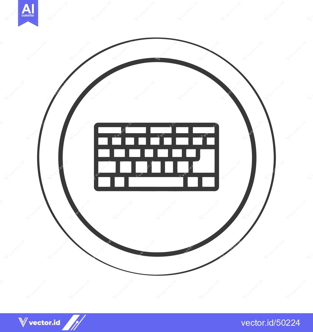 Premium Vector of Keyboard Icon in Circular Frame, Minimalist Design, Black and White