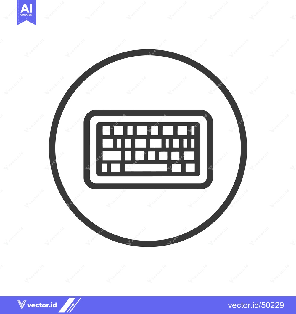 Premium Vector of Keyboard Icon in Circle, Minimalist Design, Black and White, Technolog