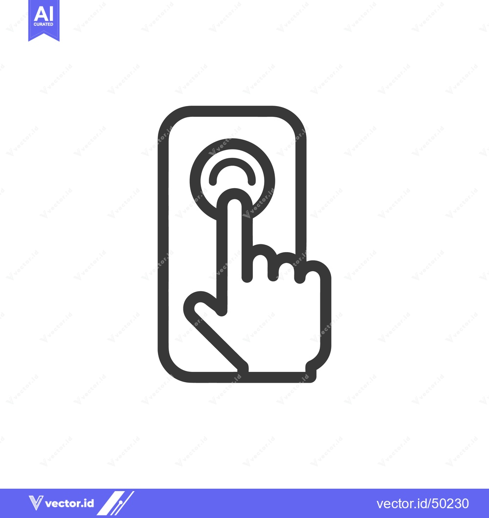 Premium Vector of Finger Pressing Touchscreen Button: Simple Black and White Icon