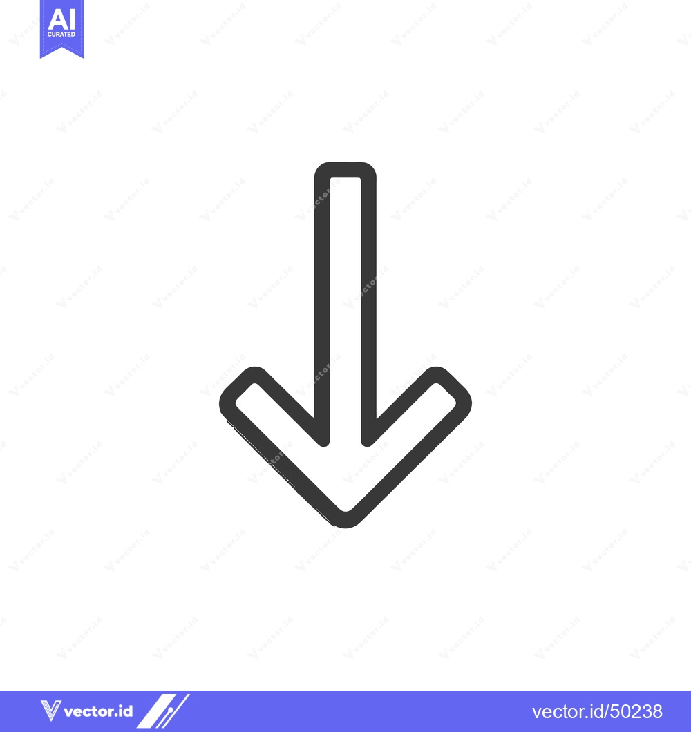 Premium Vector of Downward Arrow Icon with Rough Edges on White Background
