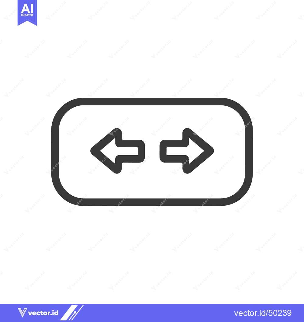 Premium Vector dari Horizontal Arrows Icon in Rounded Rectangle Frame, Directional Symbol