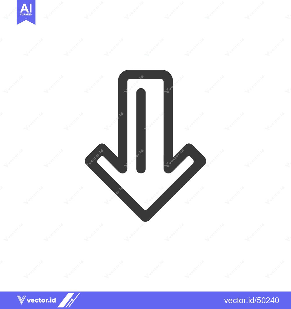 Premium Vector dari Bold Downward Arrow Icon with Central Line, Modern Design on White