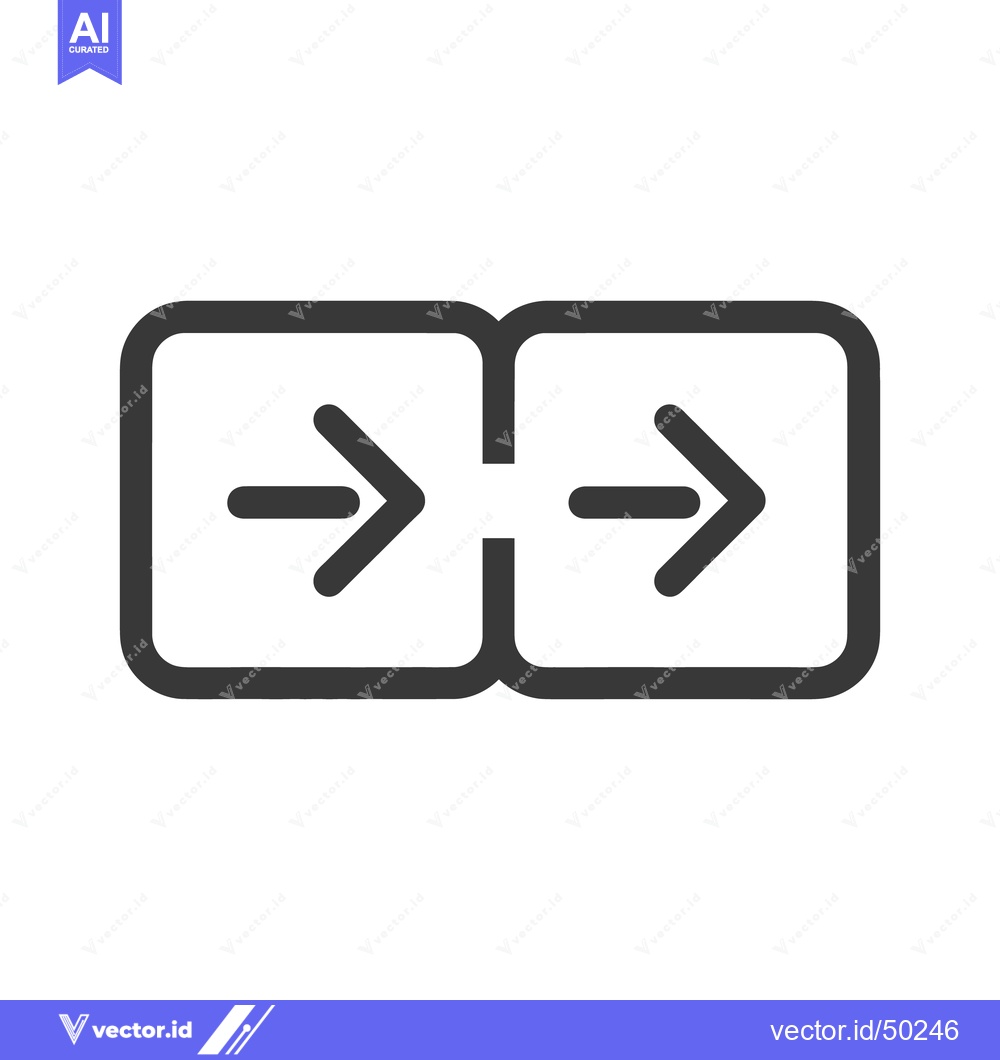 Premium Vector dari Merging Arrows: Two Squares with Right-Pointing Arrows Unite in Gray I