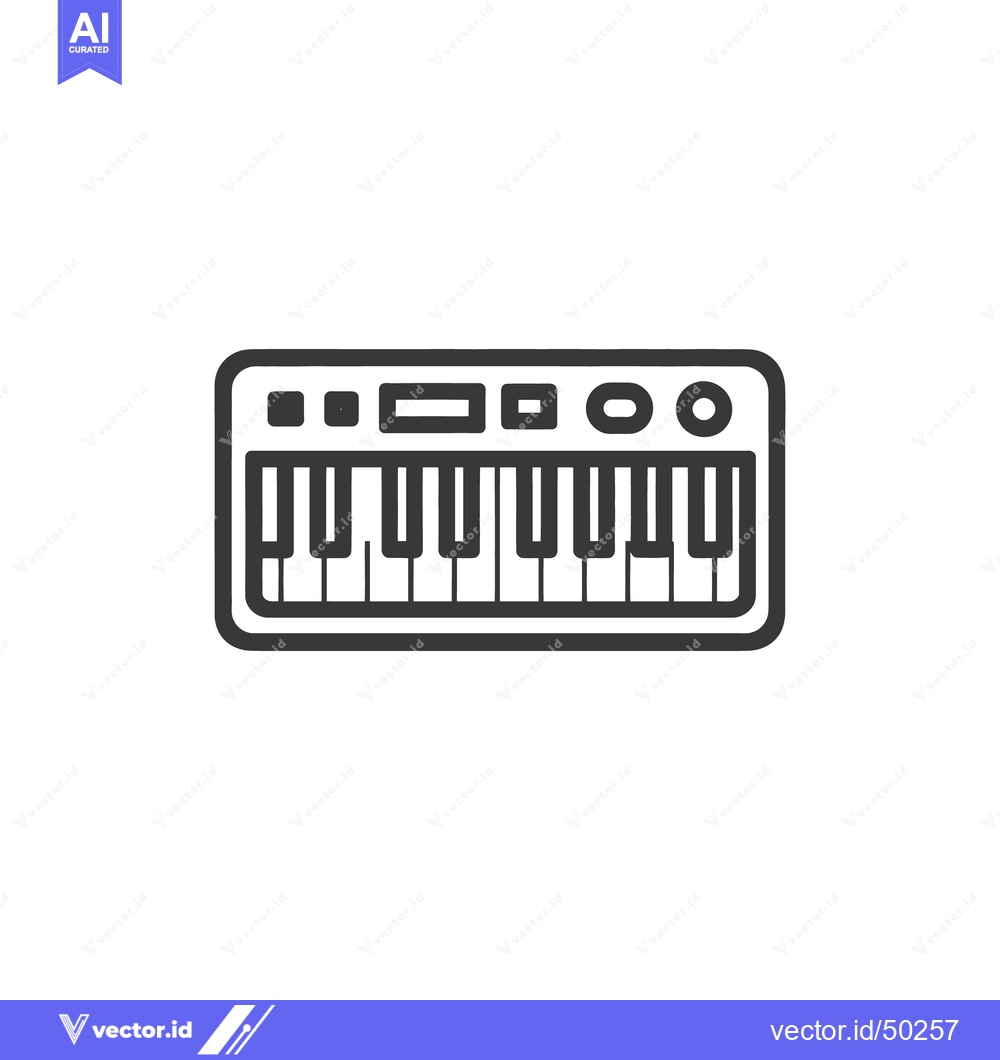 Premium Vector dari Minimalist Keyboard Icon: Black Outline on White Background, Music Ins