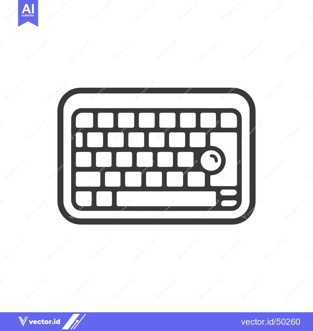 Premium Vector dari Stylized Keyboard Icon with Trackball, Bold Outline, Minimalist Design