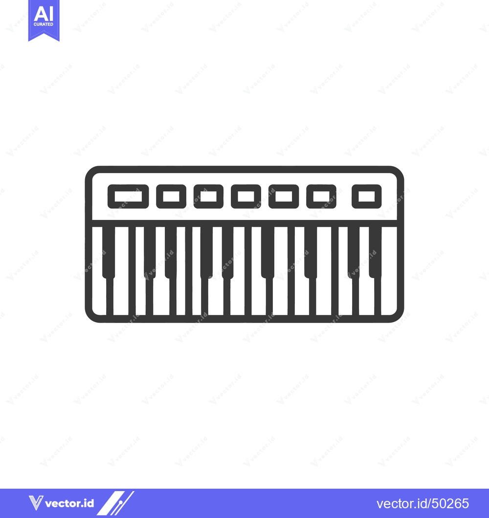 Premium Vector dari Minimalist Keyboard Icon: Simple Musical Instrument Outline on White