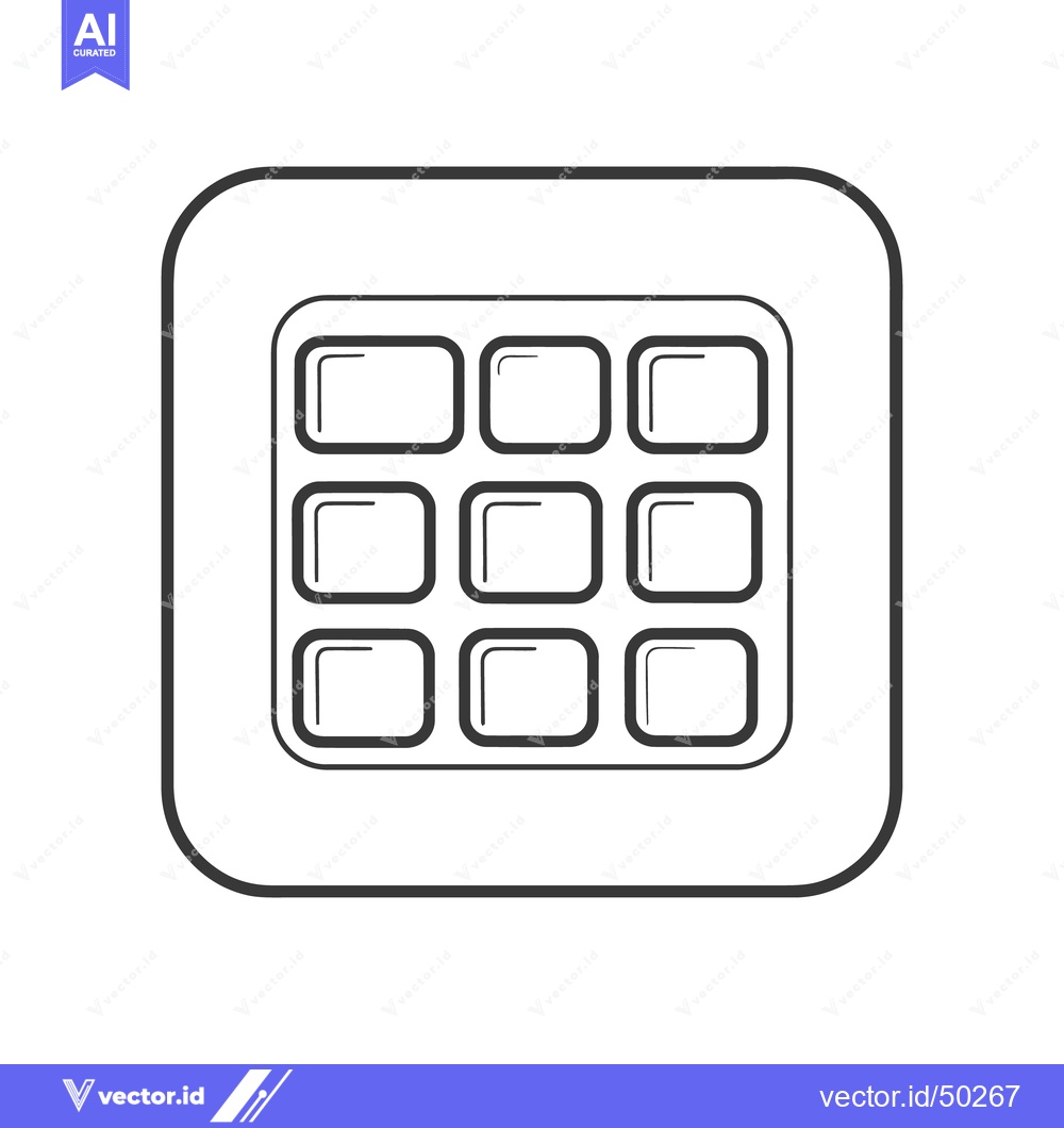 Premium Vector dari Minimalist App Grid Icon: Clean Line Art on White Background