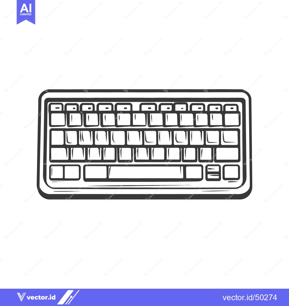 Premium Vector of A monochrome illustration depicting a computer keyboard from top view