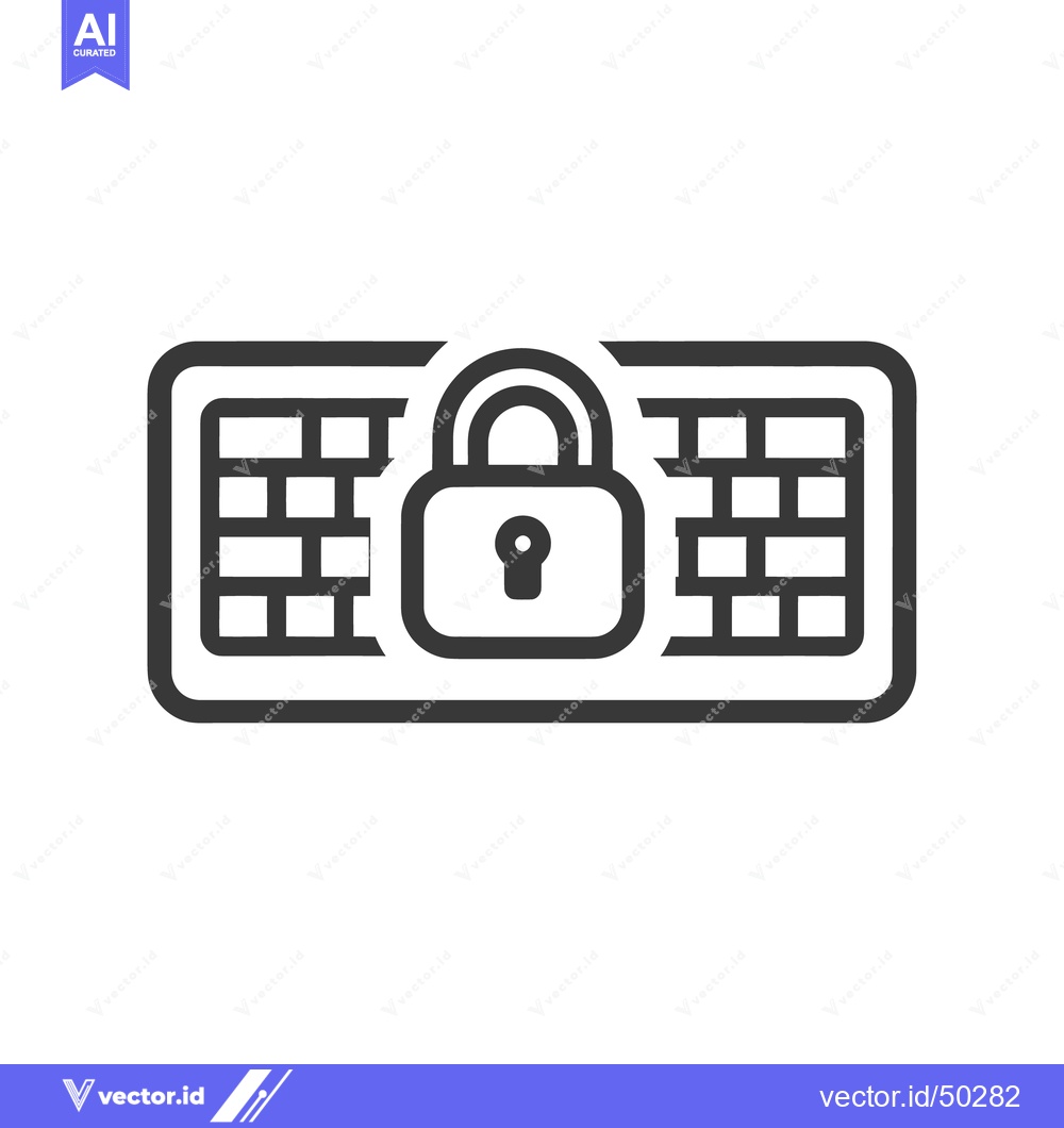 Premium Vector of Secure Firewall: Padlock Symbolizing Network Security on Brick Wall