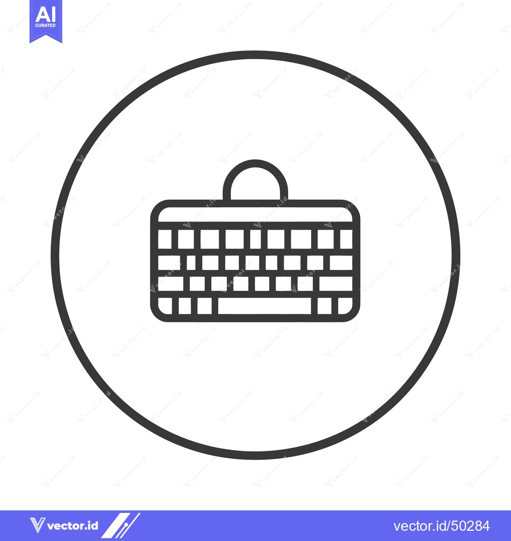 Premium Vector of Keyboard Icon in Circle, Minimalist Design, Dark Gray Outline on White