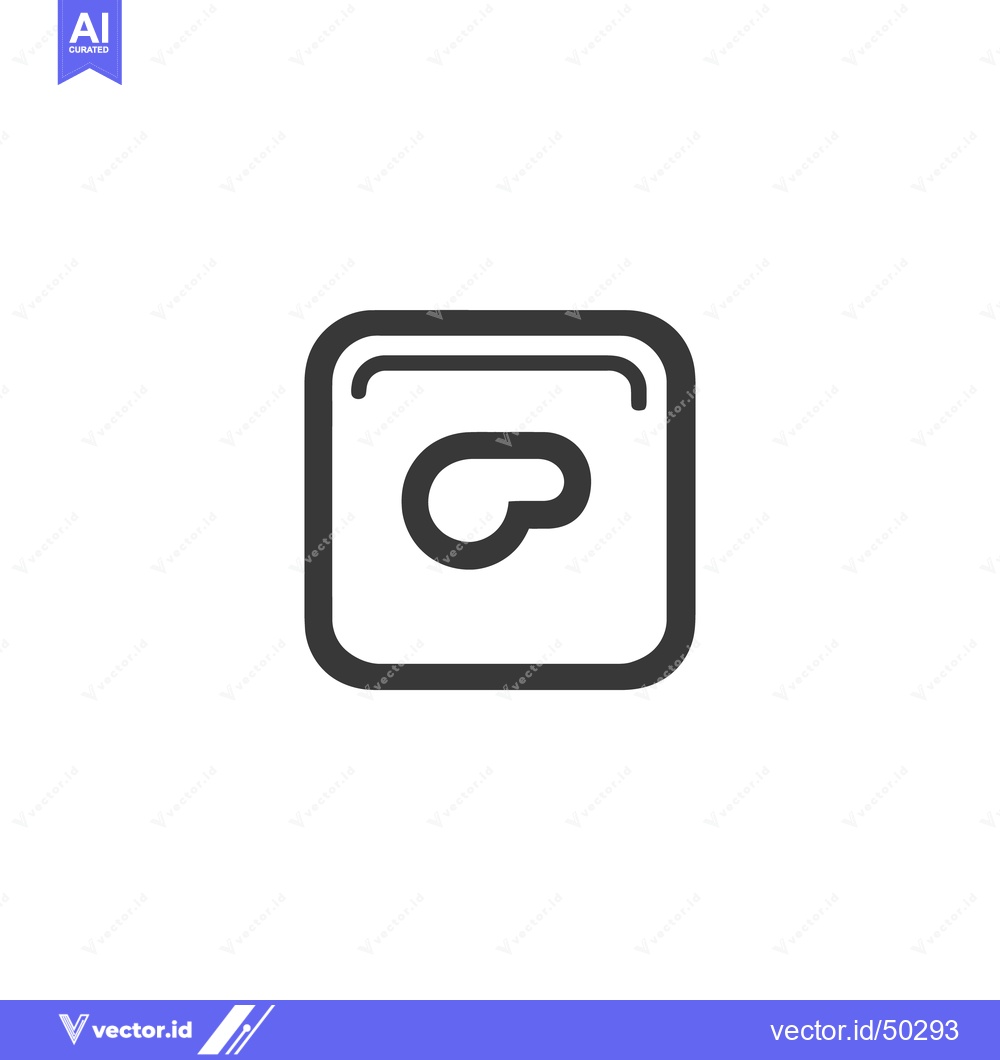 Premium Vector dari Minimalist Icon: Rounded Square with Abstract Shape Inside, Dark Gray