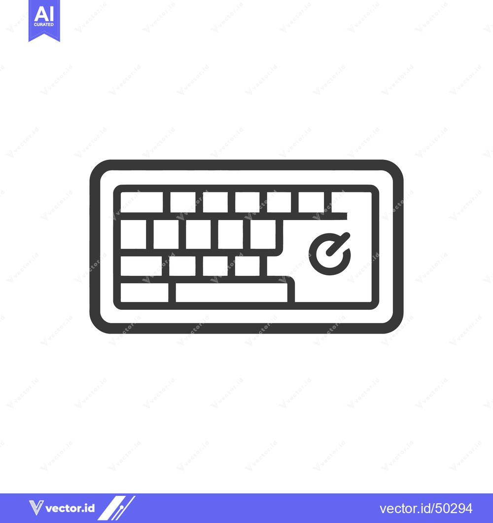 Premium Vector of Minimalist Keyboard Icon with Power Button, Black Outline on White Bac