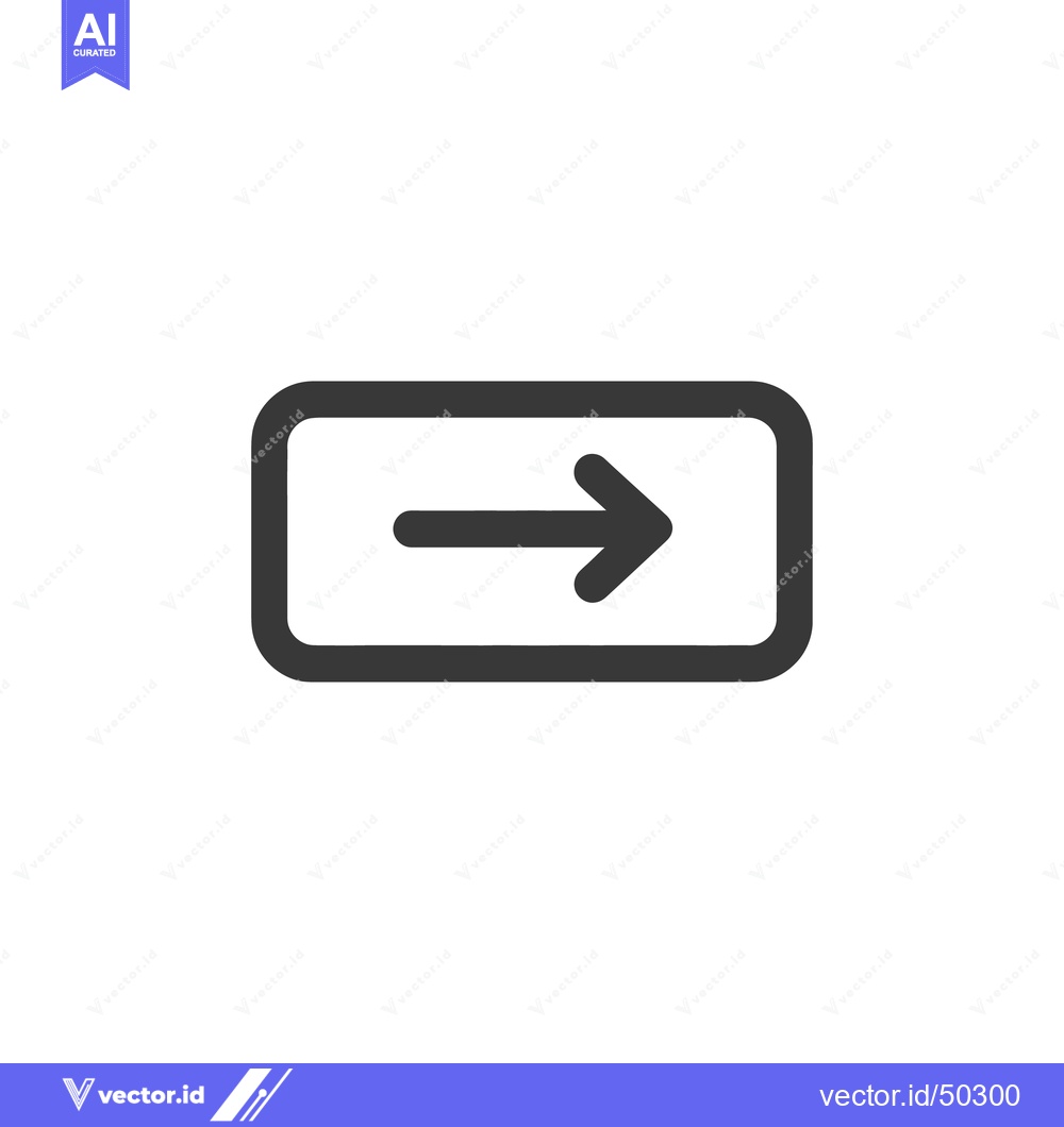 Premium Vector dari Simple Right Arrow in Rounded Rectangle, Isolated on White Background,