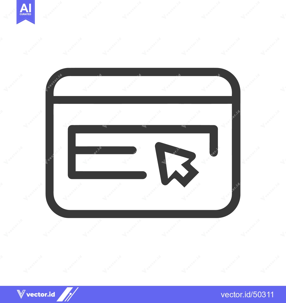Premium Vector dari Browser Window with Cursor Icon, Simple Line Art, Vector Illustration