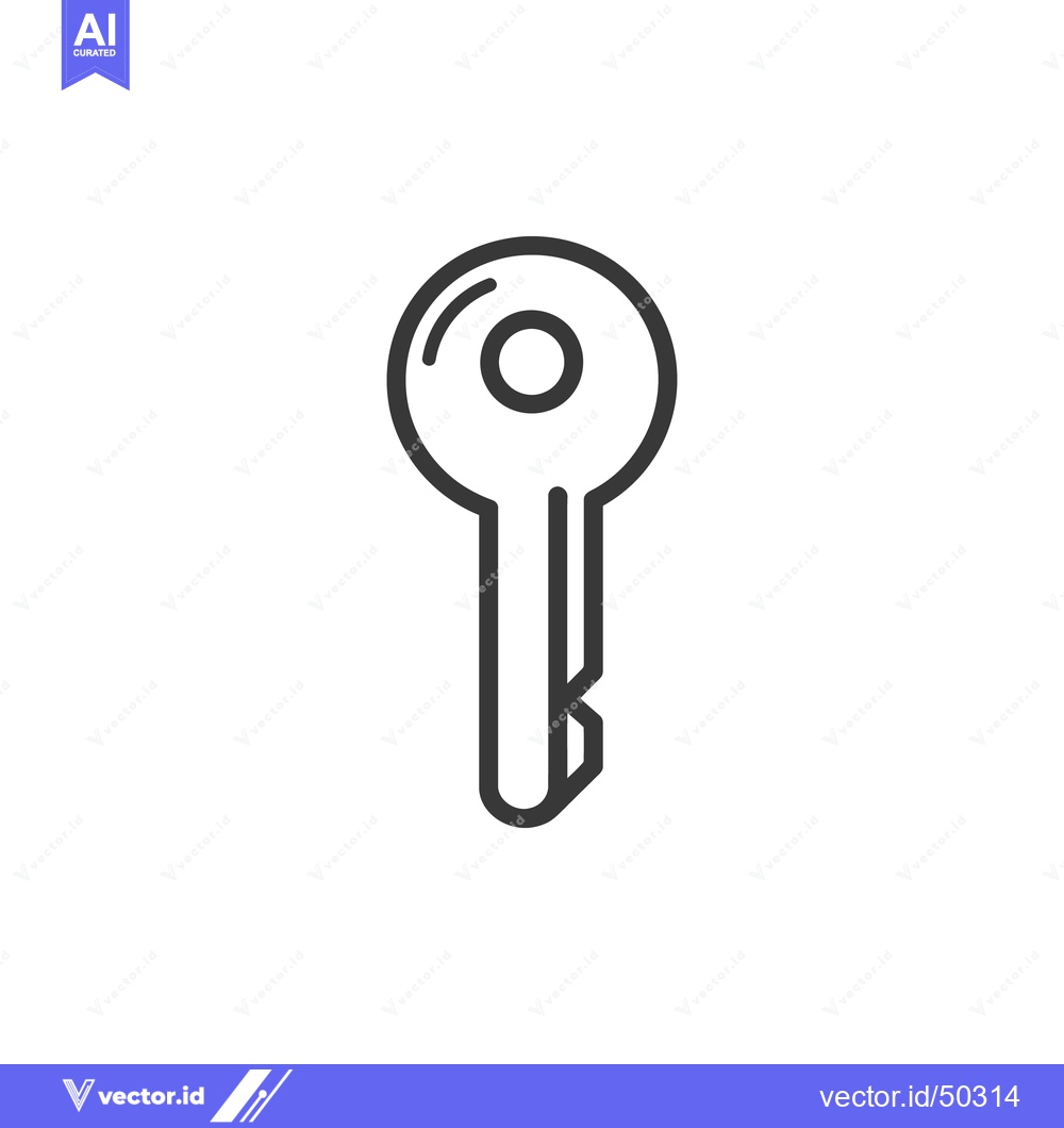 Premium Vector of Minimalist Key Icon: Simple Black Outline on White Background