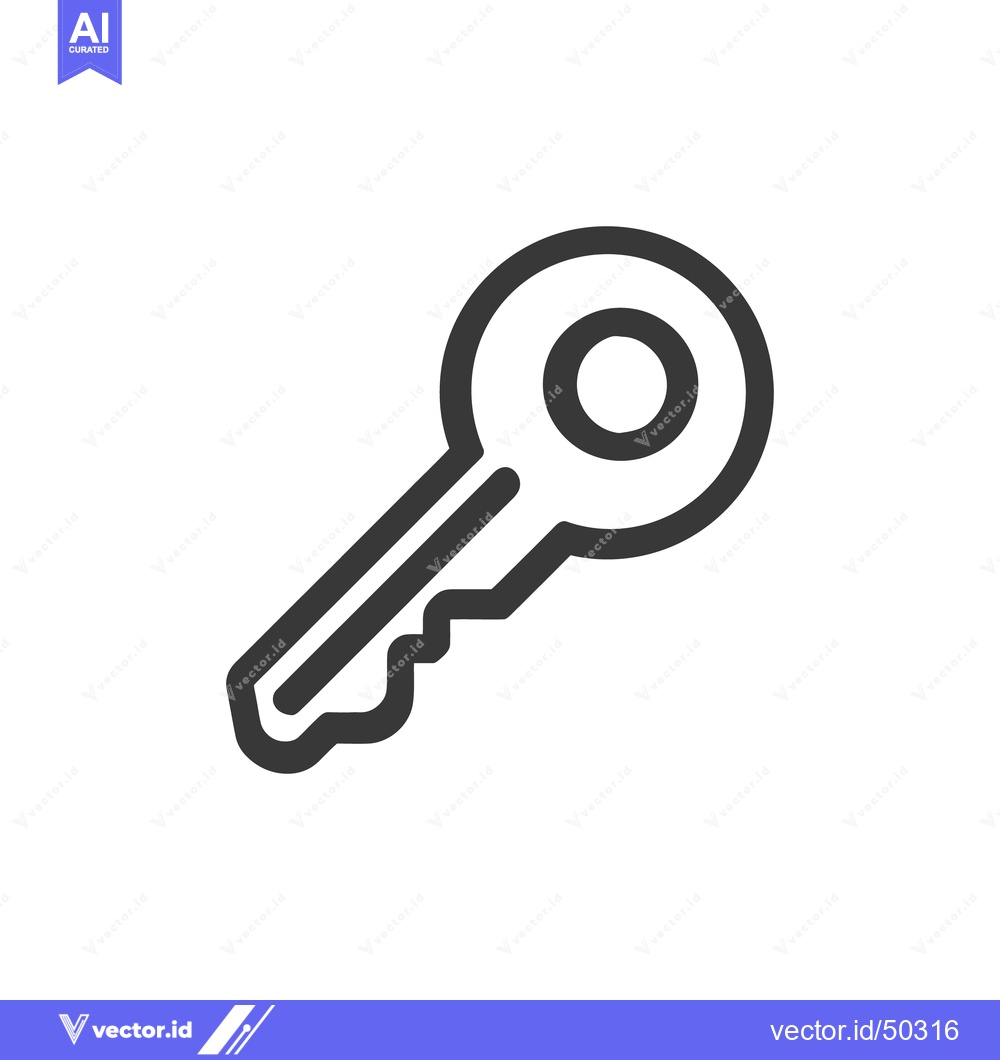 Premium Vector dari Simple Key Icon: Bold Outline on White Background, Security Symbol