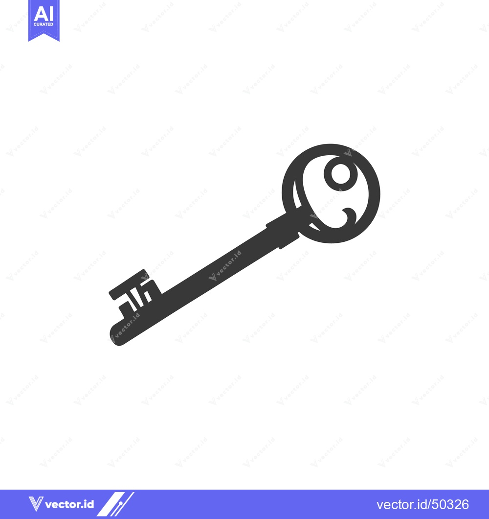 Premium Vector dari A single ornate key rendered in simple monochrome grayscale
