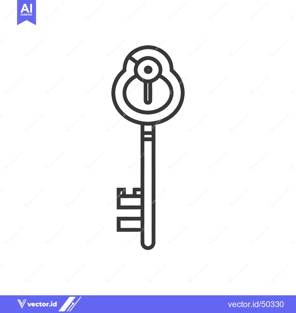 Premium Vector dari A single antique key depicted with intricate details and fine lines