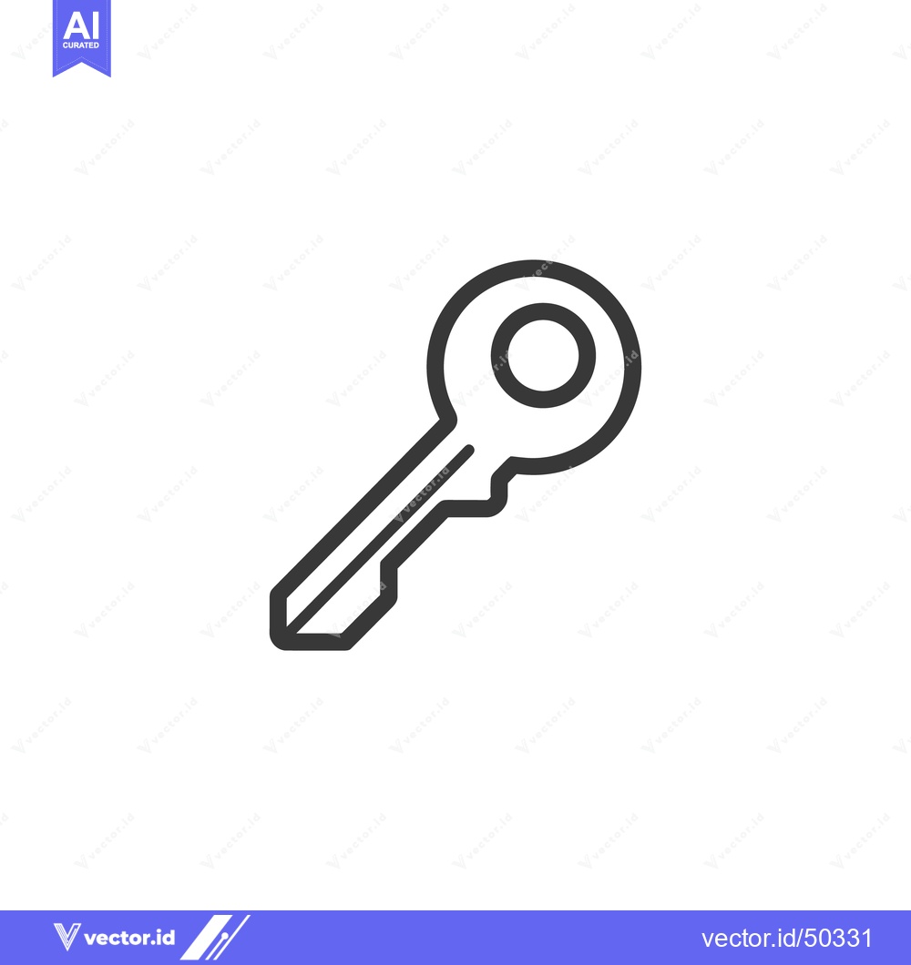 Premium Vector of Minimalist Key Icon: Bold Outline on White Background, Security Concep