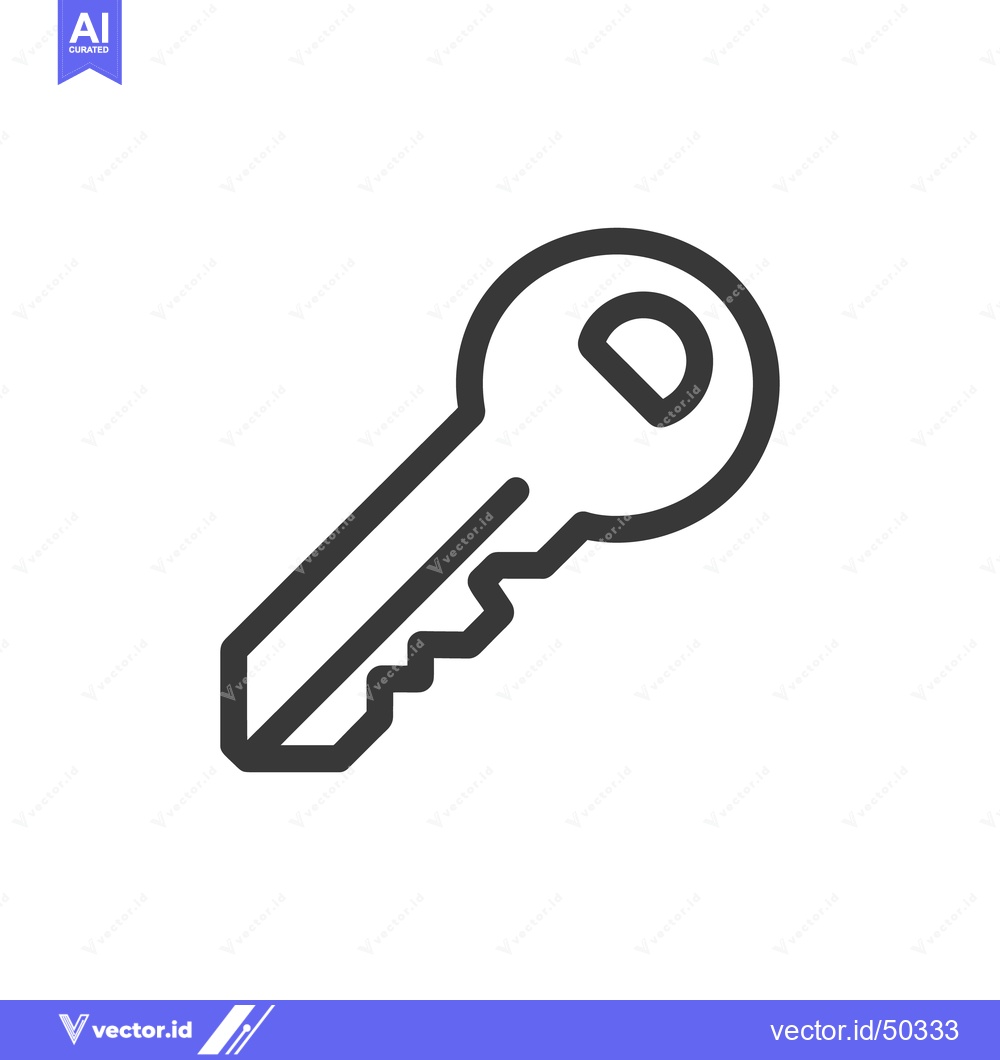 Premium Vector dari Simple Key Icon: Bold Outline on White Background, Security Symbol