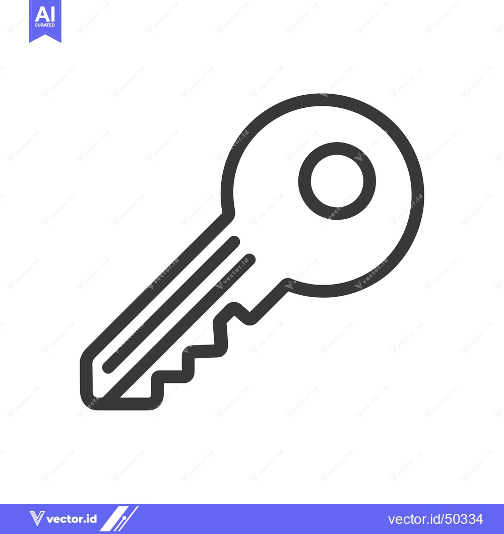 Premium Vector of Minimalist Key Icon: Bold Outline on White Background, Security Concep