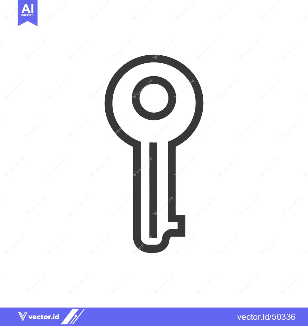 Premium Vector of Minimalist Key Icon: Bold Outline on White Background, Security Symbol