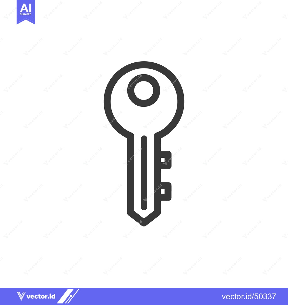 Premium Vector of Minimalist Key Icon: Simple Outline on White Background, Security Symb